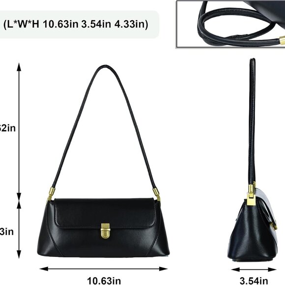 Women’s Vintage Leather Shoulder Bag Small Tote Purse with Buckle Closure - Picture 2 of 6